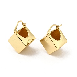 Brass Thick Rhombus Hoop Earrings for Women, Golden, 22x18x14mm, Pin: 16x0.5~1x0.5mm(EJEW-E275-04G)