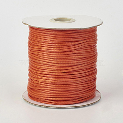 Eco-Friendly Korean Waxed Polyester Cord, Coral, 0.8mm, about 174.97 yards(160m)/roll(YC-P002-0.8mm-1160)