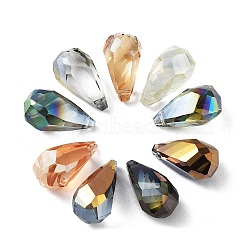 Electroplate Teardrop Glass Beads, Faceted, Mixed Color, 21.5x12mm, Hole: 1.5mm(EGLA-A036-02)