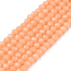 Opaque Solid Color Glass Beads Strands, Faceted, Rondelle, Light Salmon, 2.5x2mm, Hole: 0.7mm, about 154~161pcs/strand, 12.675~12.87 inch(32.5~33cm), about 90~100 strands/set(EGLA-T021-02J)