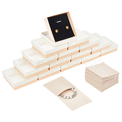 Cardboard Jewelry Storage Gift Boxes, with Velvet Bag, Square with Word, White, 9x9x2.9cm, bag: 8.1x8x0.22cm(CON-WH0084-61A)