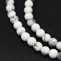 Natural Howlite Beads Strands, Round, 4mm, Hole: 0.6mm, about 88~91pcs/strand, 15.2~15.5 inch(38.5~39.5cm)(G-F604-18-4mm)