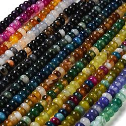 Natural Agate Beads Strands, Dyed & Heated, Rondelle, Mixed Color, 8~8.5x4.5~5.5mm, Hole: 1.4mm, about 41pcs/strand, 7.40~7.48''(18.8~19cm)(G-H295-C03)