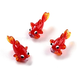 Handmade Lampwork Beads, Goldfish, Red, 28~35x15.5x16mm, Hole: 1.7mm(LAMP-I024-47A)