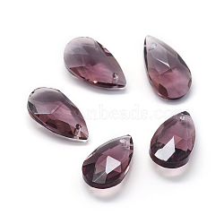 Faceted Glass Pendants, Teardrop, Rosy Brown, 15x9.5x5.5mm, Hole: 1mm(GLAA-F069-S-A07)