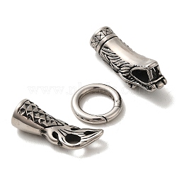 304 Stainless Steel Spring Gate Rings, Manual Polishing, Dragon, Antique Silver, 72mm(FIND-Z046-05AS)