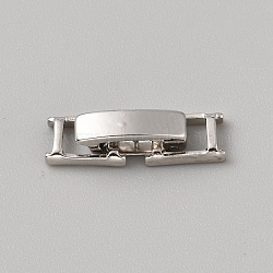 Brass Fold Over Clasps, Rectangle, Platinum, 16.5x4.5x4.5mm(KK-WH0079-109B-P)