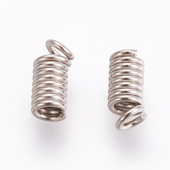 Iron Coil Cord Ends, Platinum, 7x3mm, Hole: 1.8mm, Inner Diameter: 1.8mm, about 200pcs/bag