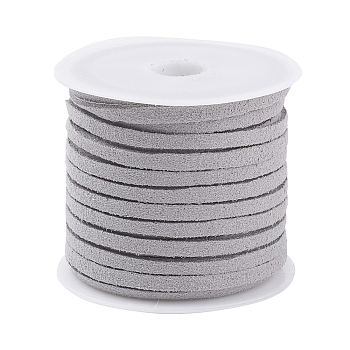 Faux Suede Cord, Faux Suede Lace, Light Grey, 3x1.5mm, about 5.46 yards(5m)/roll