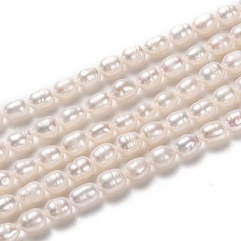Natural Cultured Freshwater Pearl Beads Strands, Rice, Bisque, 6~7x5~5.5mm, Hole: 0.8mm, about 43pcs/strand, 13.39~13.58 inch(34~34.5cm)