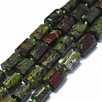 Natural Dragon Blood Beads Strands, Faceted, Column, 10~12x7~8mm, Hole: 0.7mm, about 30~31pcs/strand, 15.75''(40cm)