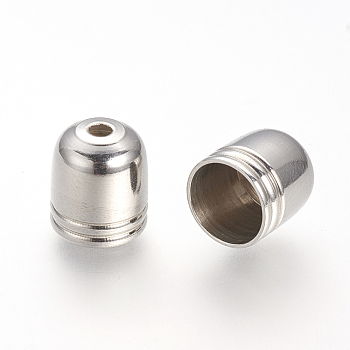 201 Stainless Steel Cord Ends, End Caps, Stainless Steel Color, 6x5mm, Hole: 0.5mm, inner diameter: 4mm
