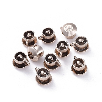 Lead Free & Nickel Free Alloy Coffee Cup Charms, Long-Lasting Plated, Light Gold, 11x15x12mm, Hole: 3mm