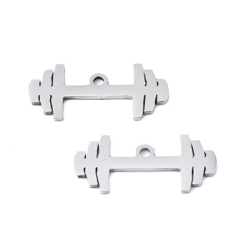 201 Stainless Steel Pendants, Laser Cut, Dumbbell, Stainless Steel Color, 9x20x1mm, Hole: 1.4mm