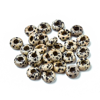 Natural Dalmatian Jasper European Beads, Large Hole Beads, Rondelle, 12x6mm, Hole: 5mm