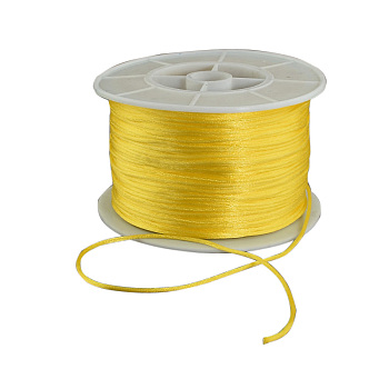 Round Nylon Thread, Rattail Satin Cord, for Chinese Knot Making, Yellow, 1mm, 100yards/roll