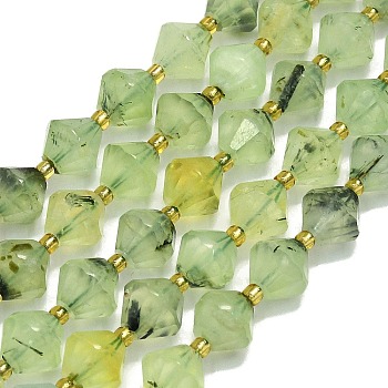 Natural Prehnite Beads Strand, Faceted, Bicone, 10~10.5x10~10.5mm, Hole: 1mm, about 30~32pcs/strand, 15.16~15.35''(38.5~39cm)