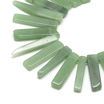 Natural Green Aventurine Beads Strands, Top Drilled Beads, Rectangle, 20~65x7~15x6~10mm, Hole: 2mm, about 30~40pcs/strand, 15.75 inch(40cm)