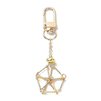 Brass Empty Pouch Stone Holder for Keychain, with Alloy Swivel Clasps, Golden, 8.3cm