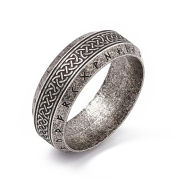 304 Stainless Steel Sailor's Knot Finger Ring, Rune Words Odin Norse Viking Amulet Jewelry for Women Men, Antique Silver, Inner Diameter: 18.8mm