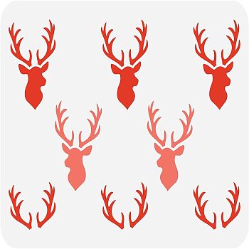 Large Plastic Reusable Drawing Painting Stencils Templates, for Painting on Scrapbook Fabric Tiles Floor Furniture Wood, Rectangle, Antler Pattern, 297x210mm