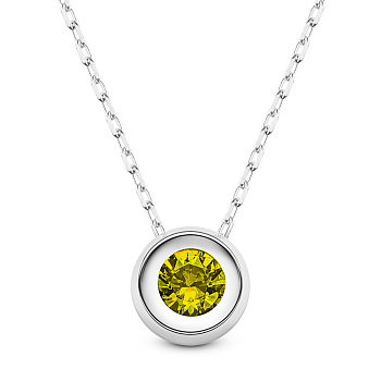 SHEGRACE Rhodium Plated 925 Sterling Silver Pendant Necklaces, with Grade AAA Cubic Zirconia, Platinum, Yellow, 16.54 inch(42cm)
