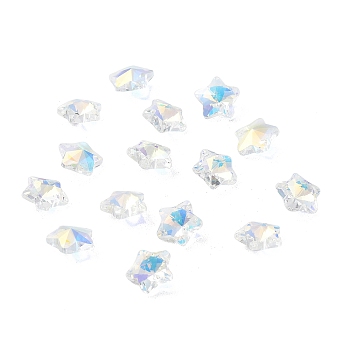 Glass Charms, Faceted Star, Clear, 13x13.5x7mm, Hole: 1.2mm