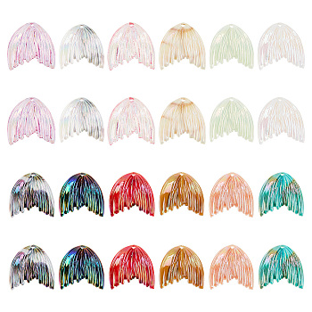 24Pcs 12 Colors Grandient Color Resin Pendants, Fishtail Charm, Mixed Color, 26.5x26x5mm, Hole: 2mm, 2pcs/color