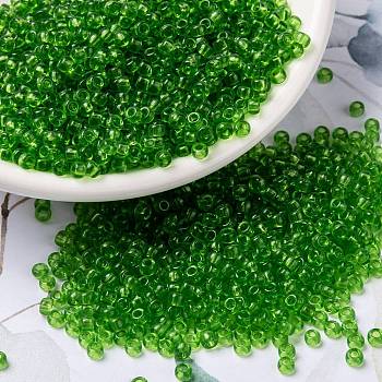 MIYUKI Round Rocailles Beads, Japanese Seed Beads, 8/0, (RR144) Transparent Lime, 3mm, Hole: 1mm, about 422~455pcs/10g