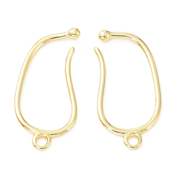 Brass Earring Hooks, Ear Wire with Loops, Cadmium Free & Lead Free, Real 24K Gold Plated, 25x12x2mm, Hole: 1.6mm, 18 Gauge, Pin: 1mm