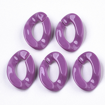 Opaque Acrylic Linking Rings, Quick Link Connectors, for Curb Chains Making, Twist, Magenta, 30x21x6mm, Inner Diameter: 16x8mm