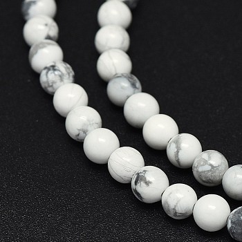 Natural Howlite Beads Strands, Round, 4mm, Hole: 0.6mm, about 88~91pcs/strand, 15.2~15.5 inch(38.5~39.5cm)