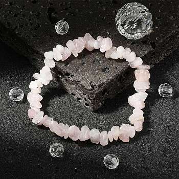 Rose Quartz Chips Stretch Bracelets, Lavender Blush, 2-1/8~2-1/4 inch(5.3~5.6cm)