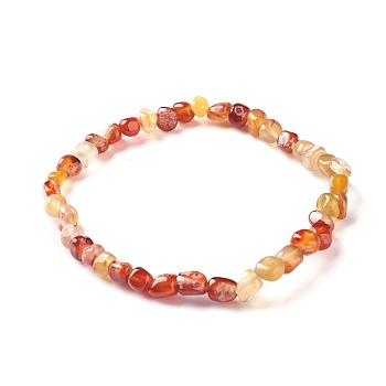 Natural Carnelian(Dyed) Chip Beads Bracelet for Girl Women, Stone Stretch Bracelet, Inner Diameter: 1-7/8~2-1/4 inch(4.9~5.8cm)