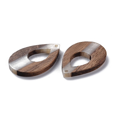 Opaque Resin & Walnut Wood Pendants(X-RESI-T035-34)-3