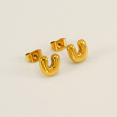 Letter U 304 Stainless Steel Stud Earrings