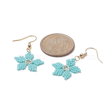 Glass Seed Braided Snowflake Dangle Earrings(EJEW-MZ00069-02)-3