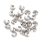Brass Crimp Bead Cover, C-Shaped, Cadmium Free & Nickel Free & Lead Free, Platinum, 3x2mm, Hole: 1mm(KK-G550-12P)