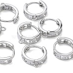 SHEGRACE Brass Hoop Earrings Findings, Cadmium Free & Nickel Free & Lead Free, with Loop, Real Platinum Plated, 13x11x3mm, Hole: 1~1.2mm(XGR0151P-89P)