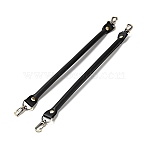 Microfiber Leather Sew on Bag Handles, with Alloy Swivel Clasps & Iron Studs, Bag Strap Replacement Accessories, Black, 35.8x2.55x1.3cm(FIND-D027-13B)