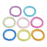 8Pcs 8 Colors 7.5mm Faceted Round Transparent Acrylic Beaded Stretch Kid Bracelets for Girls, Mixed Color, Inner Diameter: 1-5/8 inch(4.2cm), Bead: 7.5mm, 1pc/color(BJEW-JB10248-02)