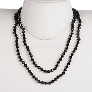 Twist Glass Beaded Necklaces, with Knotted Nylon Thread Cord, Black, 37.4 inch(NJEW-PH00661)