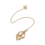 Stainless Steel Braided Chain Macrame Pouch Empty Stone Holder Dowsing Pendulums, Golden, 230mm, Hole: 3mm(PALLOY-JF02737-02)