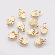 Brass Charms, Acorn, Real 18K Gold Plated, 10x6x1mm, Hole: 1mm(X-KK-T020-94G)