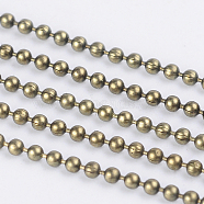 Iron Ball Bead Chains, Soldered, Lead Free & Nickel Free, Antique Bronze Color, with Spool, Bead: about 1.5mm in diameter, about 328.08 Feet(100m)/roll(CHB001Y-AB)
