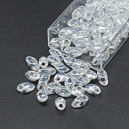 MiYuki Long Magatama Beads, Japanese Seed Beads, (LMA160) Crystal Luster, 7x4mm, Hole: 1mm, about 3500pcs/bag, 450g/bag(SEED-R040-LMA160)