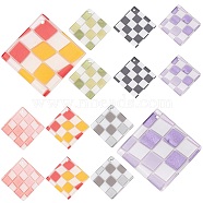 SUNNYCLUE 12Pcs 6 Color Checkerboard Style Rhombus Acrylic Pendants, for DIY Jewelry Earring Hair Accessories, Mixed Color, 28x28x2.5mm, Hole: 1.2mm, 6 color, 2pcs/color, 12pcs(OACR-SC0001-10)