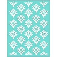 Self-Adhesive Silk Screen Printing Stencil, for Painting on Wood, DIY Decoration T-Shirt Fabric, Sky Blue, Flower Pattern, 22x28cm(DIY-WH0173-047-06)