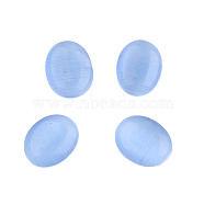 Cat Eye Glass Cabochons, Oval/Rice, Thistle, about 13mm wide, 18mm long, 4mm thick(CE062-13X18-19)