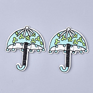Computerized Embroidery Cloth Iron On Patches, Costume Accessories, Appliques, Umbrella, Pale Turquoise, 60x52x2mm(X-FIND-T030-153)